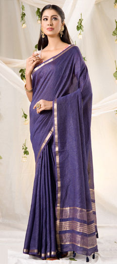 Purple and Violet color Saree in Chanderi Silk fabric with Weaving work