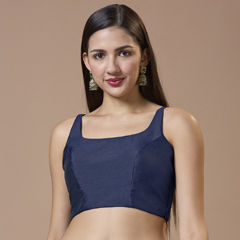 Blue color Blouse in Silk fabric with Thread work