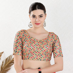 Gold color Blouse in Georgette fabric with Embroidered, Sequence, Thread work