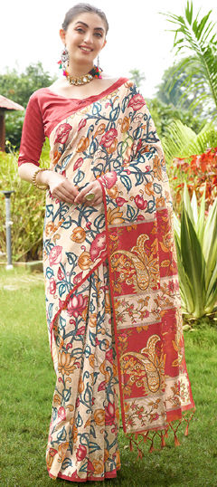 Multicolor color Saree in Tussar Silk fabric with Floral, Printed work