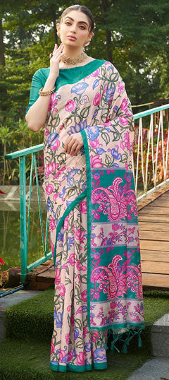 Multicolor color Saree in Tussar Silk fabric with Floral, Printed work