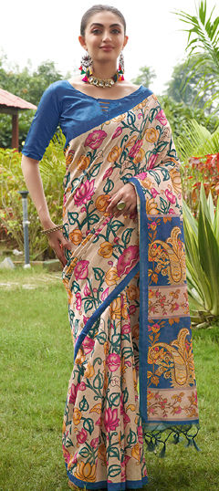 Multicolor color Saree in Tussar Silk fabric with Floral, Printed work