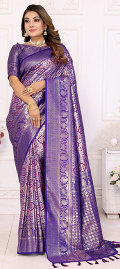 Multicolor color Saree in Banarasi Silk fabric with Weaving work