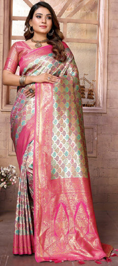 Multicolor color Saree in Banarasi Silk fabric with Weaving, Zari work