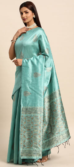 Blue color Saree in Raw Silk fabric with Weaving work