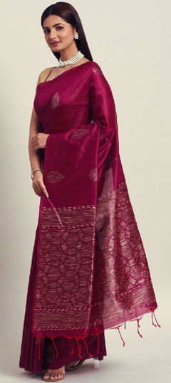 Purple and Violet color Saree in Raw Silk fabric with Weaving work