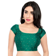 Blue color Blouse in Shimmer fabric with Sequence work