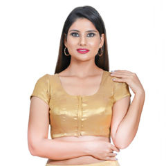 Beige and Brown color Blouse in Shimmer fabric with Thread work