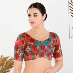Multicolor color Blouse in Brocade fabric with Weaving work
