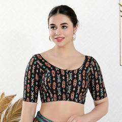 Black and Grey color Blouse in Cotton fabric with Weaving work