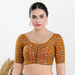Yellow color Blouse in Cotton fabric with Weaving work