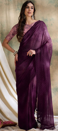 Purple and Violet color Saree in Art Silk fabric with Printed work