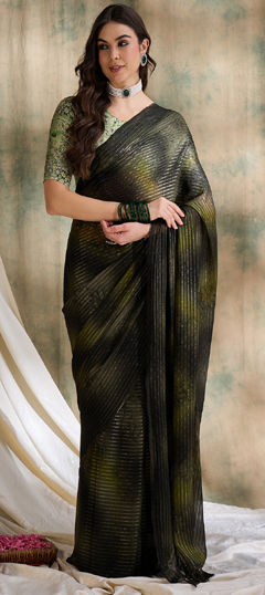 Green color Saree in Art Silk fabric with Printed work