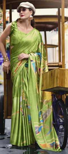 Multicolor color Saree in Satin Silk fabric with Digital Print work