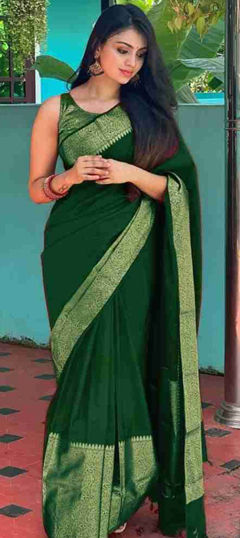 Green color Saree in Art Silk fabric with Weaving work