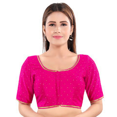 Pink and Majenta color Blouse in Silk fabric with Lace, Sequence work