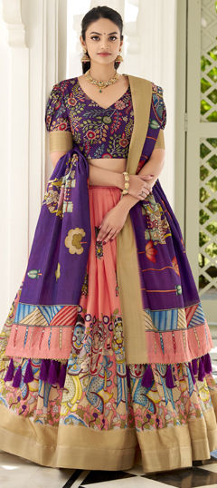 Purple and Violet color Ready to Wear Lehenga in Art Silk fabric with Printed work