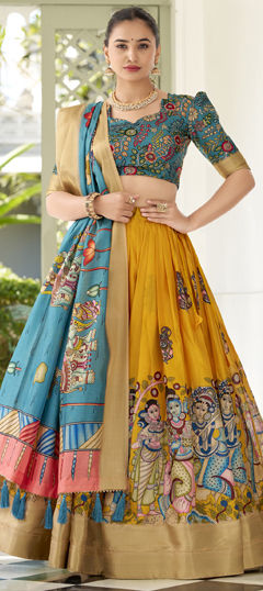 Blue color Ready to Wear Lehenga in Art Silk fabric with Printed work