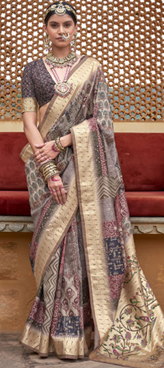 Multicolor color Saree in Art Silk fabric with Printed, Weaving work