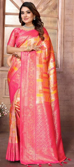 Multicolor color Saree in Banarasi Silk fabric with Weaving work