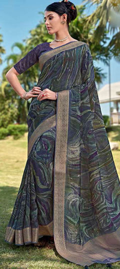 Multicolor color Saree in Silk fabric with Printed, Weaving work