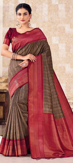 Multicolor color Saree in Silk fabric with Printed, Weaving work