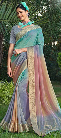 Multicolor color Saree in Silk fabric with Sequence, Weaving work