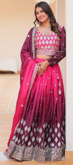 Multicolor color Ready to Wear Lehenga in Silk fabric with Sequence, Thread work