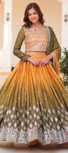 Multicolor color Ready to Wear Lehenga in Silk fabric with Sequence, Thread work