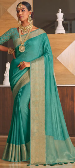 Blue color Saree in Silk fabric with Weaving, Zari work