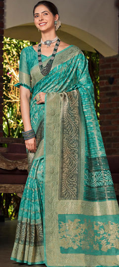 Blue color Saree in Silk fabric with Weaving, Zari work