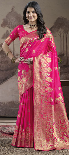 Pink and Majenta color Saree in Art Silk fabric with Weaving, Zari work