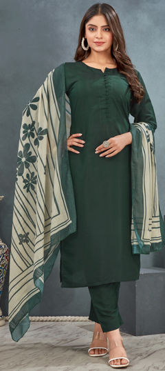 Green color Salwar Kameez in Art Silk fabric with Printed work