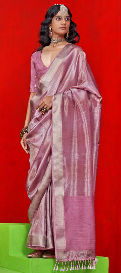 Pink and Majenta color Saree in Viscose fabric with Weaving, Zari work