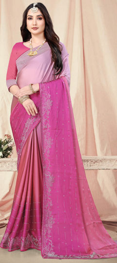 Multicolor color Saree in Chiffon fabric with Stone, Swarovski work