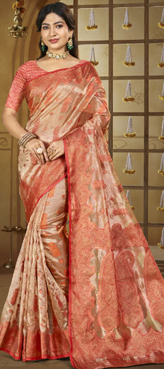 Pink and Majenta color Saree in Silk fabric with Weaving, Zari work