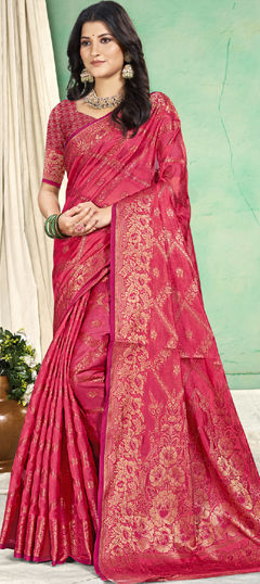 Pink and Majenta color Saree in Art Silk fabric with Weaving, Zari work