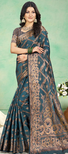 Blue color Saree in Art Silk fabric with Weaving, Zari work