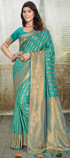 Blue color Saree in Art Silk fabric with Weaving, Zari work