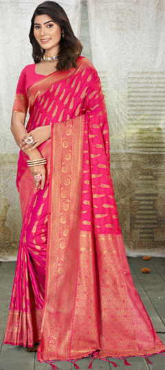 Pink and Majenta color Saree in Art Silk fabric with Weaving, Zari work