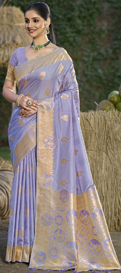 Purple and Violet color Saree in Art Silk fabric with Weaving, Zari work