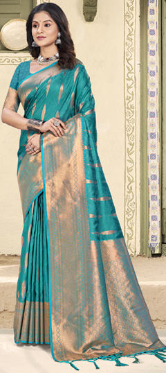 Blue color Saree in Art Silk fabric with Weaving, Zari work