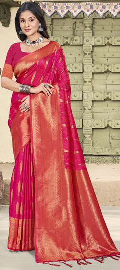 Pink and Majenta color Saree in Art Silk fabric with Weaving, Zari work