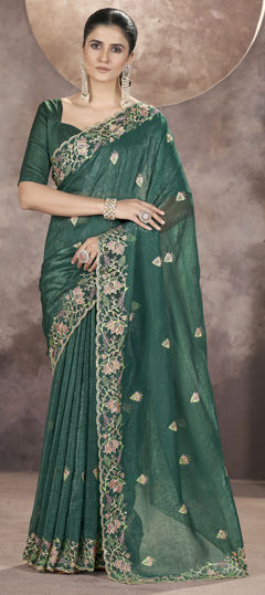 Blue color Saree in Art Silk, Silk fabric with Embroidered, Sequence, Thread, Zari work
