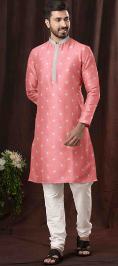 Pink and Majenta color Kurta Pyjamas in Poly cotton fabric with Embroidered, Thread work