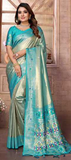 Blue color Saree in Banarasi Silk fabric with Weaving work