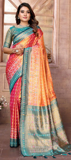 Multicolor color Saree in Banarasi Silk fabric with Weaving, Zari work