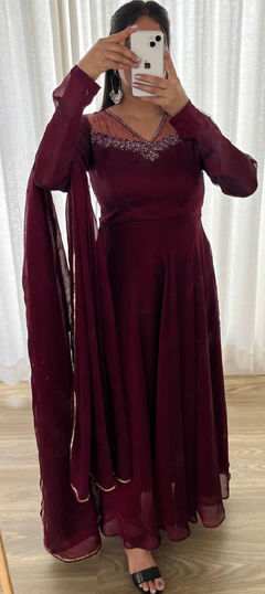 Purple and Violet color Salwar Kameez in Silk fabric with Sequence work