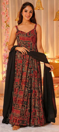 Multicolor color Gown in Rayon fabric with Digital Print work