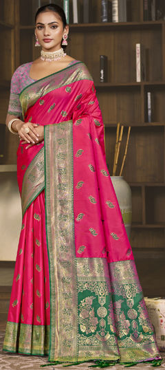 Pink and Majenta color Saree in Art Silk fabric with Weaving, Zari work